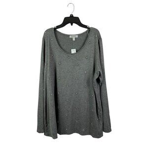Dressbarn Women's Grey Sparkle Lightweight Top